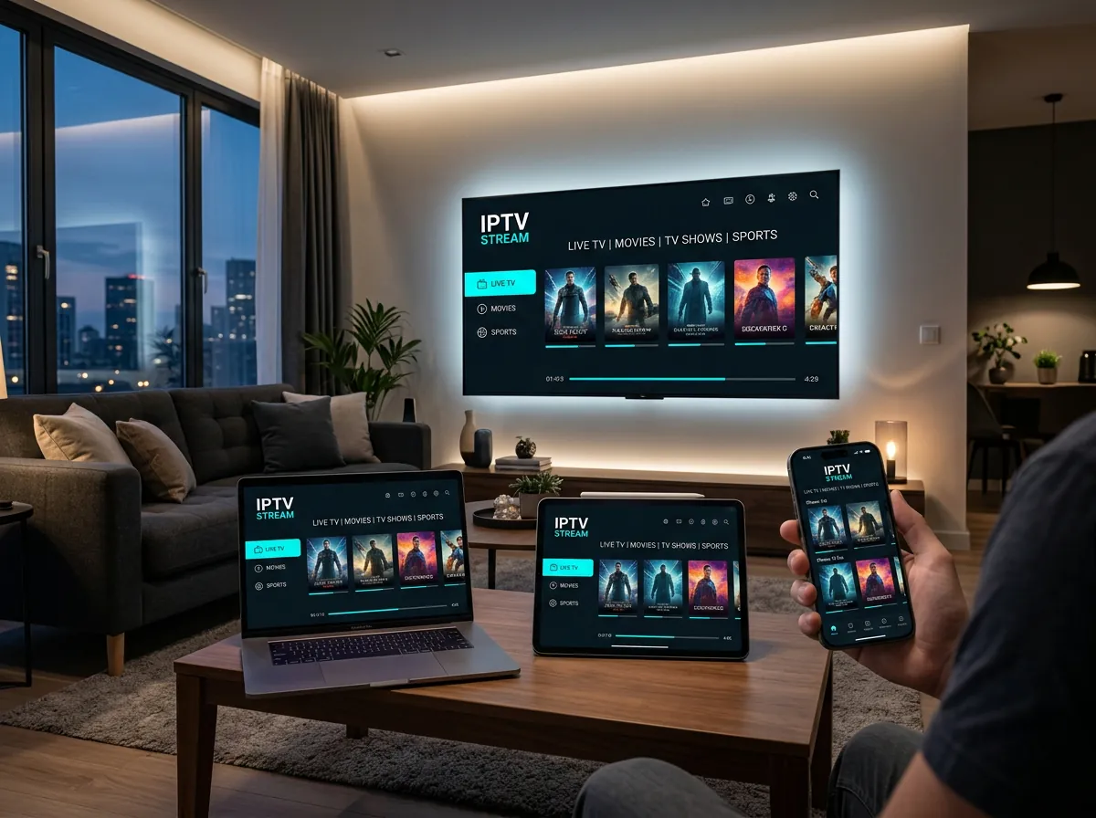IPTV working on multiple devices including TV, laptop and mobile