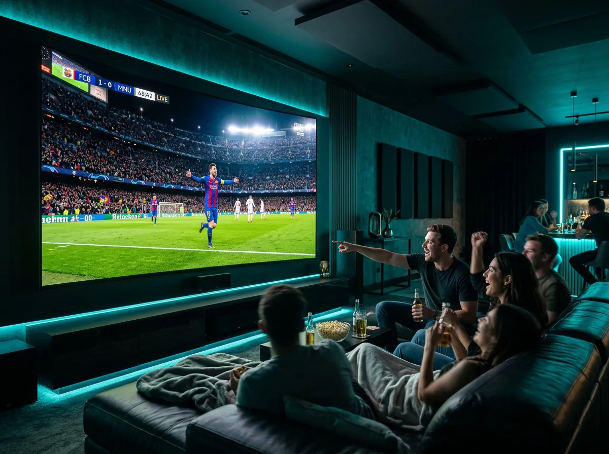 Live sports streaming on IPTV showing a football match